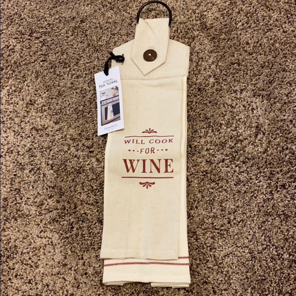 Will Cook For Wine Tea Towel